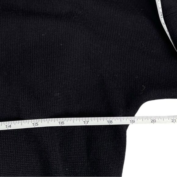 Adam Lippes Adam Plus Eve Black Wool Hooded V-Neck Sweater Size Medium - Picture 7 of 8